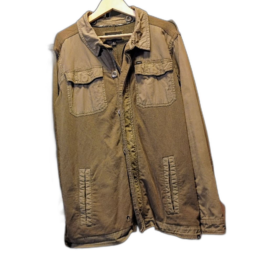 Vintage Y2K Hurley Military M-65 Field Jacket Olive Green Canvas Utility Shacket - Picture 14 of 14